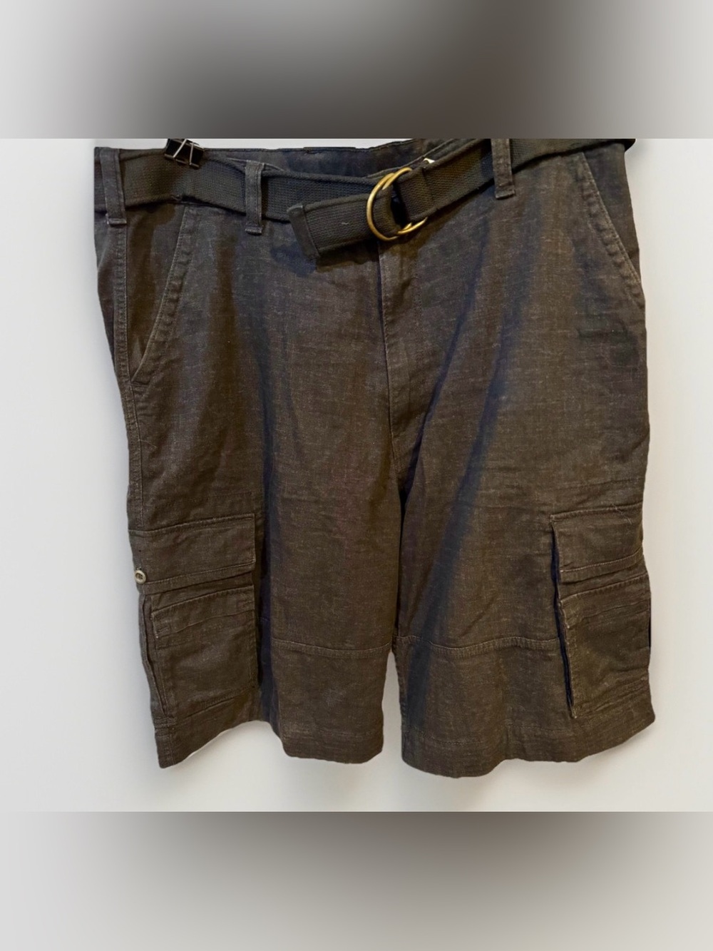 LEVIS WHITE TAB SHORTS BLACK CARGO SZ 38 12" 100% COTTON CANVAS SKATER BELTED